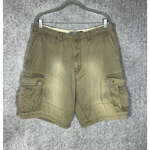 Foot Locker Cargo Shorts Mens Size 38 Green Faded Cotton Pockets‎